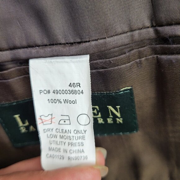 Lauren Ralph Lauren Wool Blazer‎ Single Breasted Mens Size 46R Black Notch Lapel - Picture 6 of 10